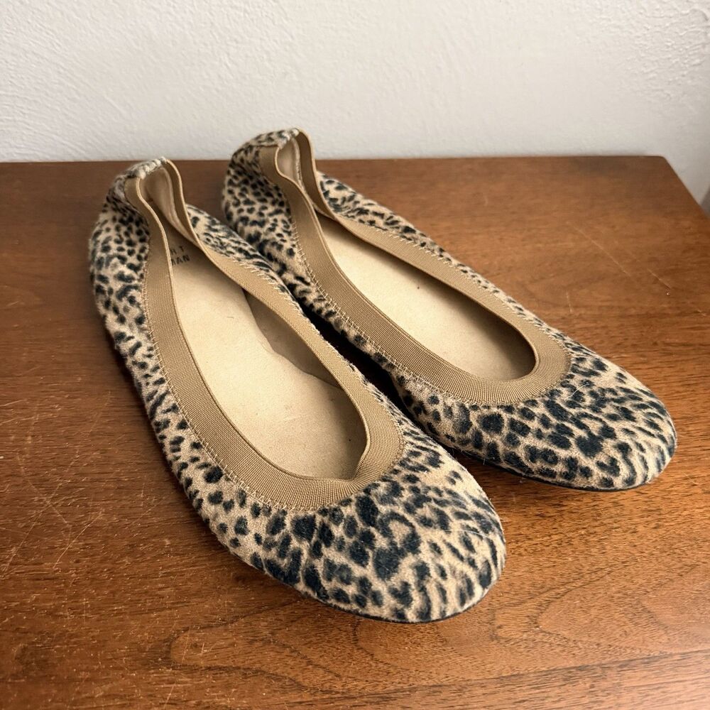 Stuart Weitzman Animal Print Ballet Flats Sz 9 Brown Black Cheetah